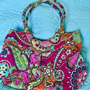 Vera Bradley Pleated Handbag in Pink Swirls